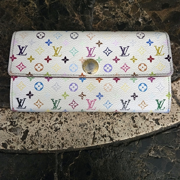Louis Vuitton White Multicolor Murakami Continental Long Wallet Pink Interior MK - Picture 2 of 16